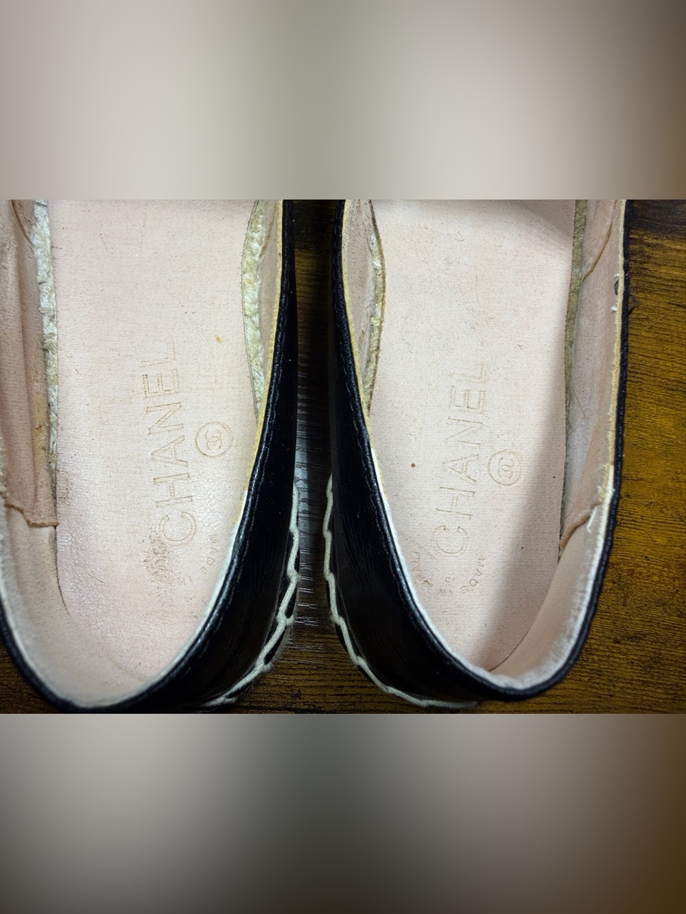 CHANEL Black Leather Espadrille Slip-On Loafers - Picture 8 of 13